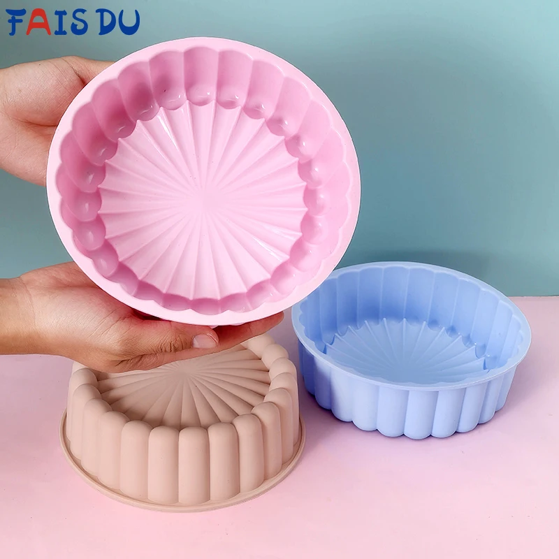 FAISDU Charlotte Round Cake Pan Silicone Cake Mold Bread Toast Pan Tray Mold  Pie Flan Bread