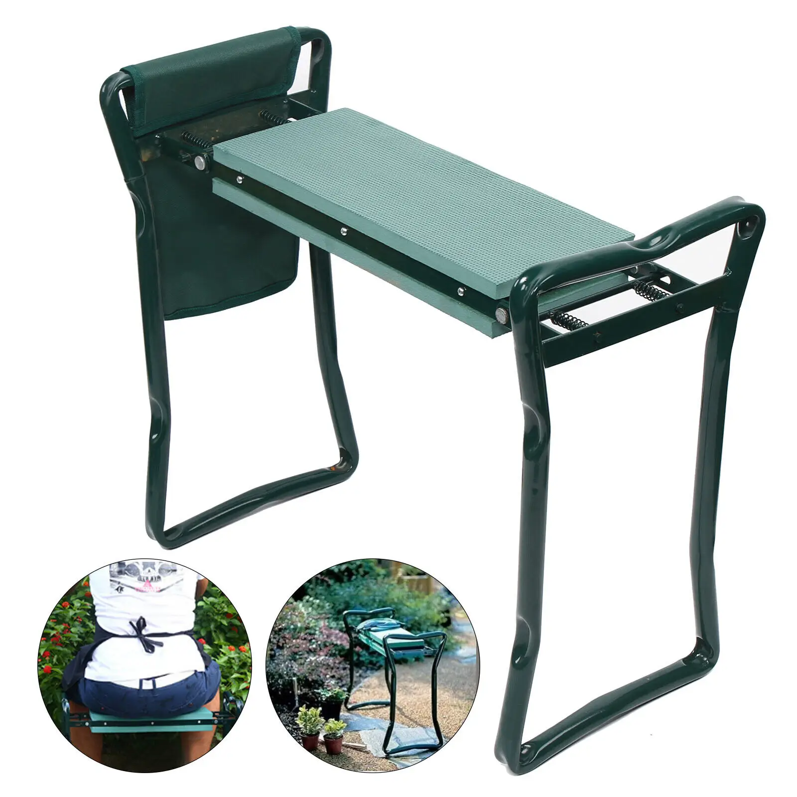 Portable Folding Garden Kneeler Bench Kneeling Stool Thicken Soft EVA Pad Seat Cushion With Storage Pouch, foldable garden kneeler