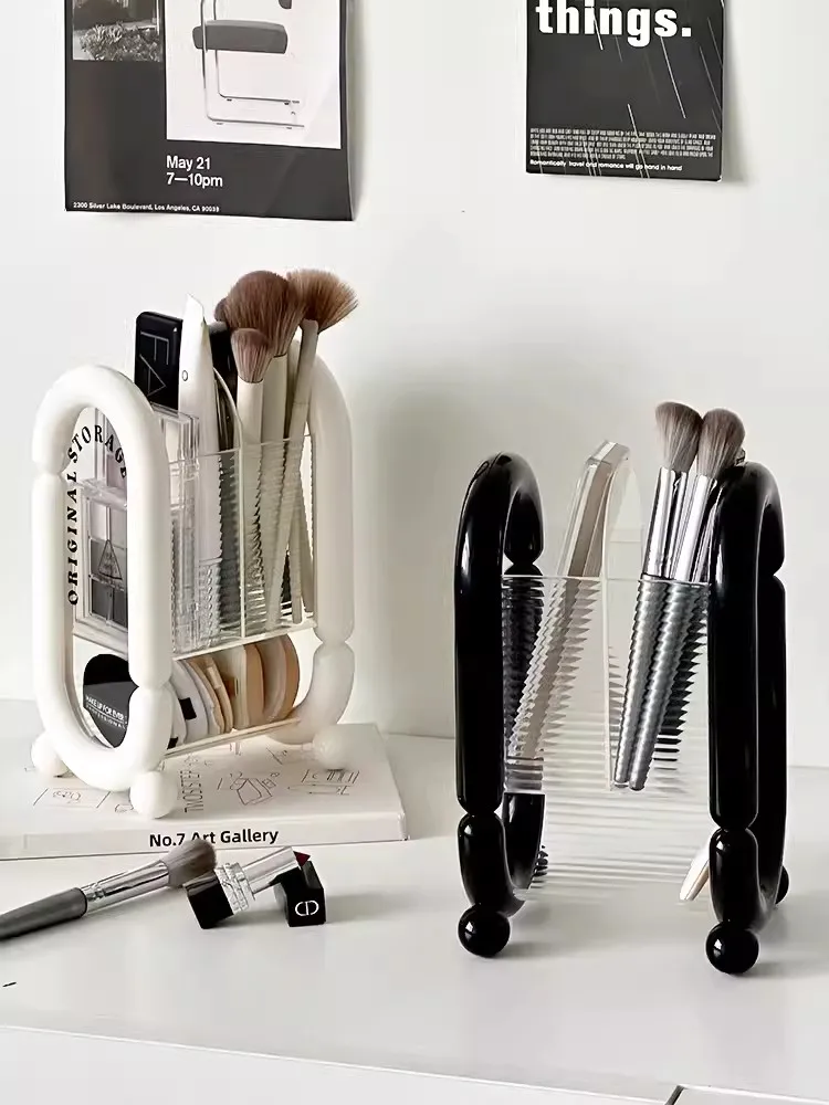 Makeup Brush Holder With Lid Lipstick Eyebrow Multi-functional Pencil Holder Eye Shadow Storage Box cosmetics storage bucket 2