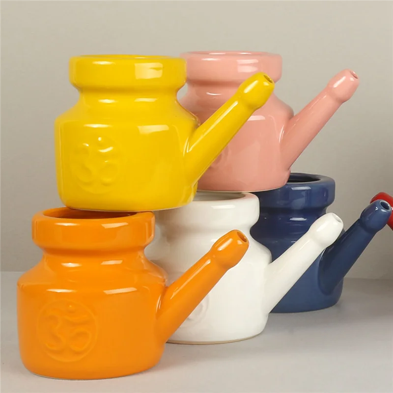 Ceramic Neti Pot Nose Cleaning Pot Durable Leakproof Spout for Nasal Rinsing Nose Washing Men Women 350Ml