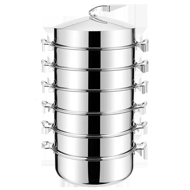 

Large Steamer with Pot Thickened Stainless Steel High Steaming Grid Household Steamed Bun Drawer Commercial Pan 40-70cm