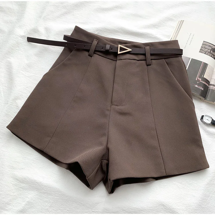 Unua amo 2022 Summer Wide Leg Shorts Women Fashion Wild Office Lady Work Casual High Waist Suit Shorts With Belt cargo shorts