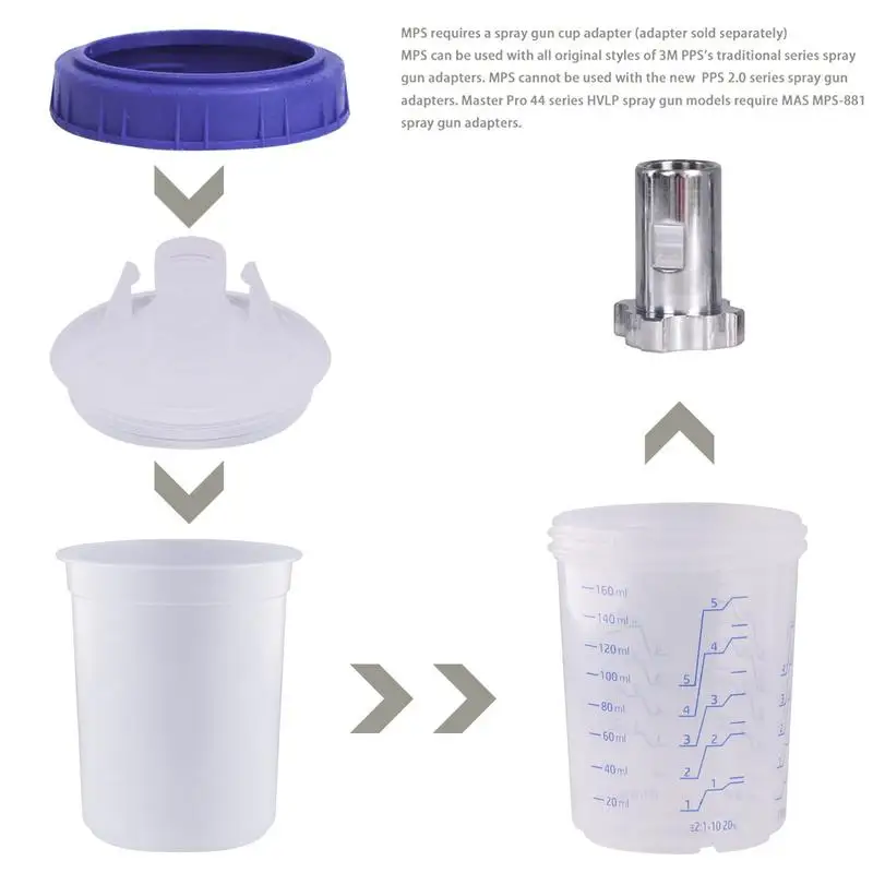Efficient Car Spray Paint Mixing Cups With Clear Scale 10pcs Paint Measuring Cups With Lids Vehicle Coating Spray Cup