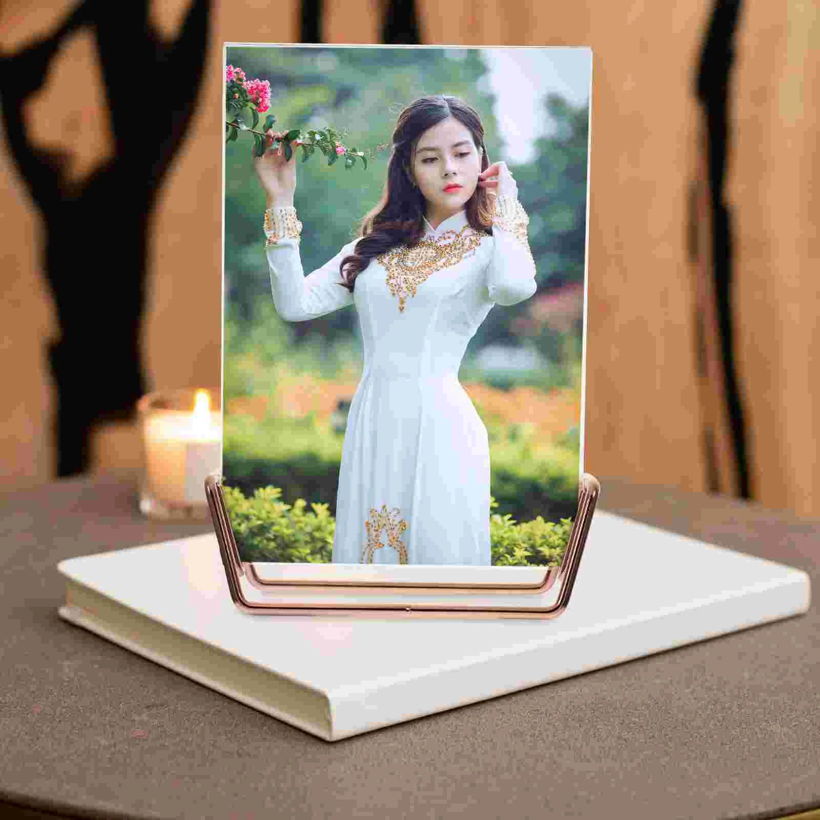 

Set up Photo Frame for Desk Sturdy Picture Home Display Stand Holder Acrylic Office Decor