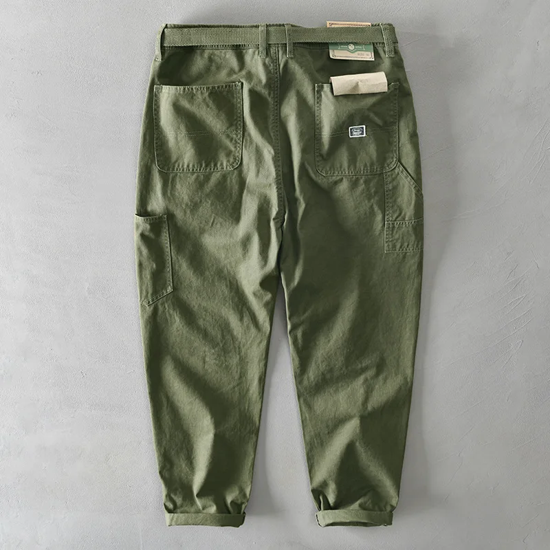 Autumn/Winter New Men's Cotton Solid Color Multi Pocket Japanese Casual Work Pants