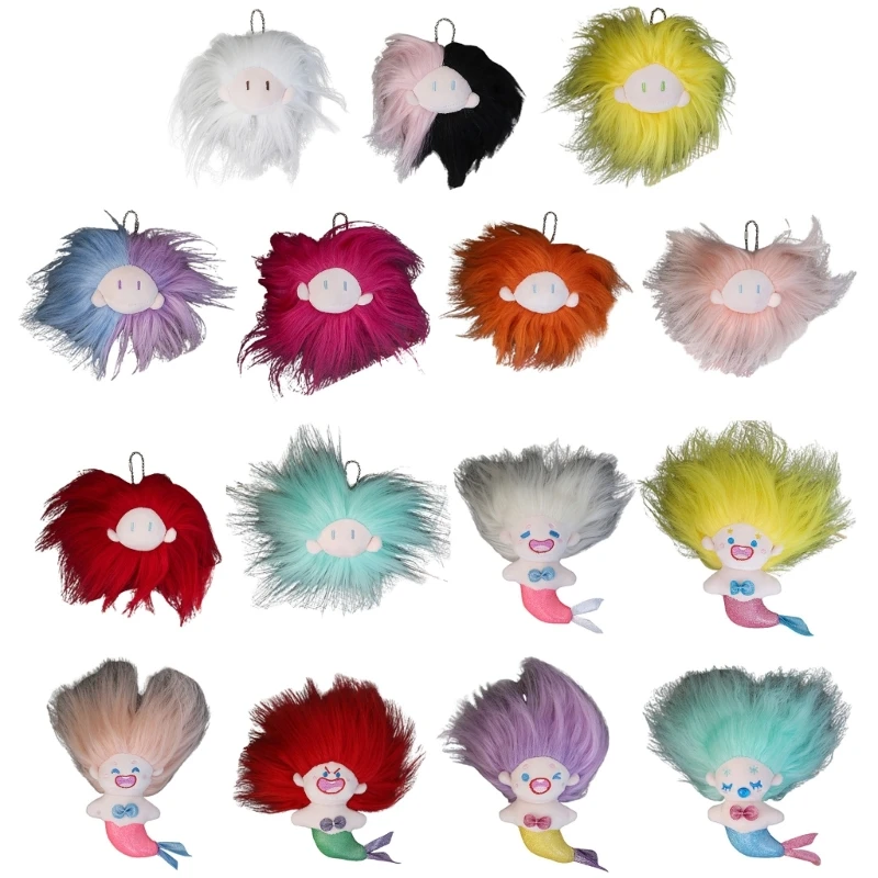 

Colorful Hair Plush Rag Keychain Cartoon Keyring Girls Backpack Ornament