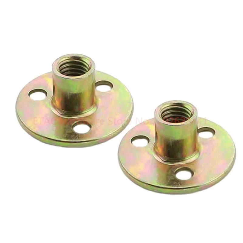 Carbon Steel Flange Coupling with M8 M10 Thread Zinc Plating Three Hole Lock Nuts Furniture Connector Fastener