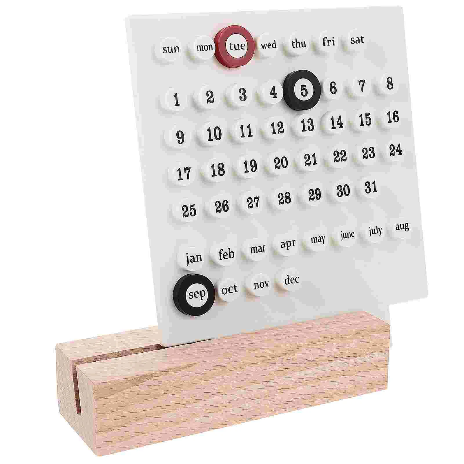 Wood Perpetual Calendar Montessori Calendar Cute Desk Calendar Adjustable Week Month Date Display Calendar Home Office Desk