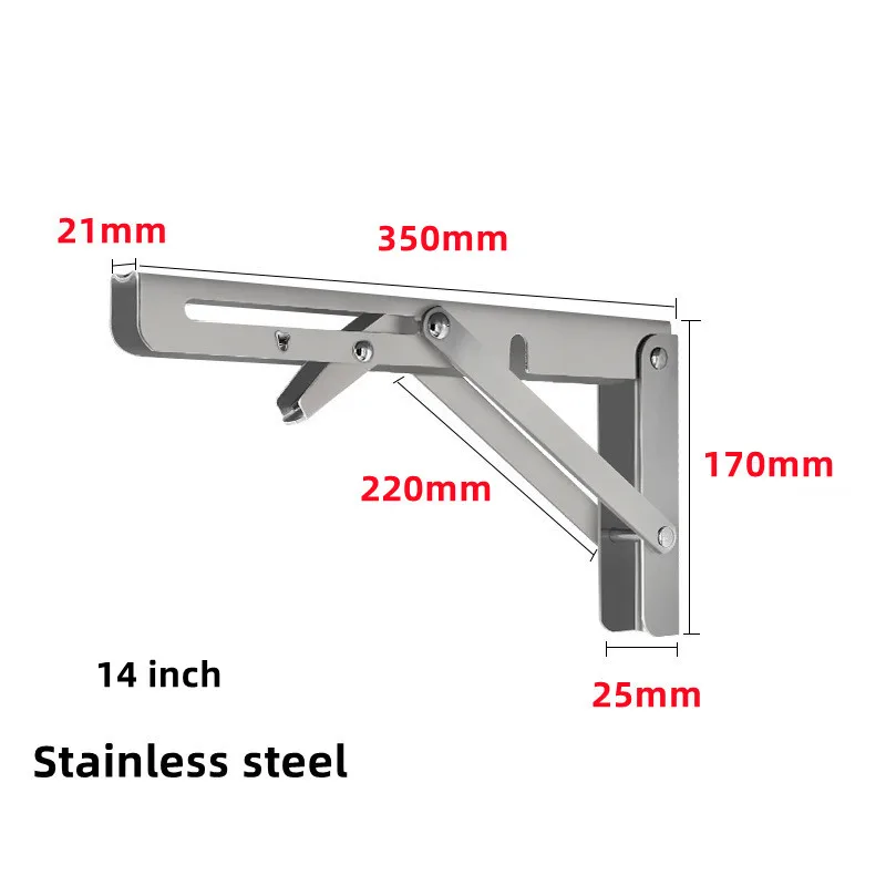 Heavy Duty Stainless Steel Folding Shelf Brackets with Screws - Set of 2