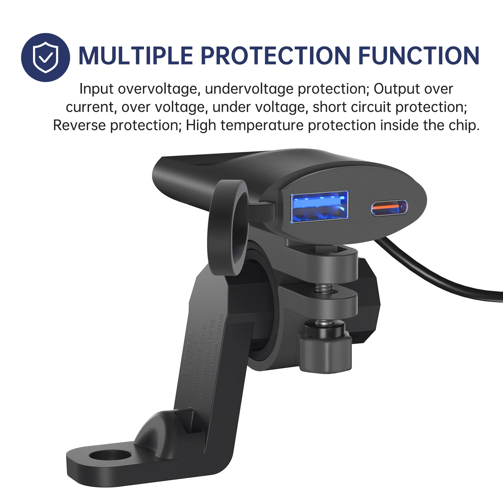 오토바이 충전기 30W USB-C QC3.0 충전기, IP67 방수 핸들 바 장착 브래킷, 디지털 카메라 휴대폰 충전기