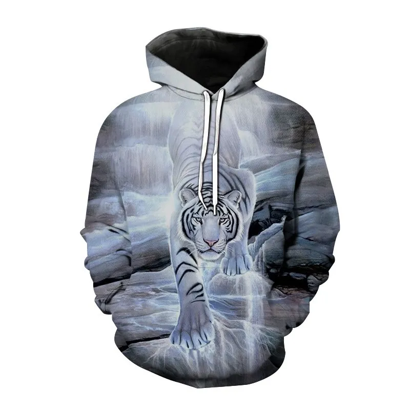 thumbnail image 1 of Sudadera con estampado de tigre para hombre, nueva moda 2023, sudadera holgada con bolsillo y estampado 3D, sudadera de manga larga, ropa para hombre, 1 of 5