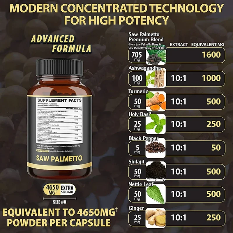 Saw Palmetto Capsules-Prostate Support Supplement, Prostate Health, Immune System, Hair Support