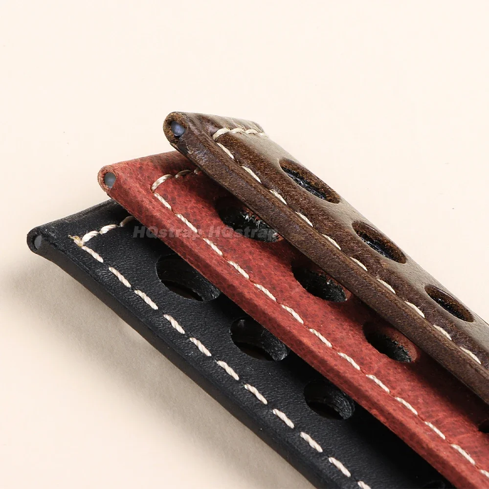 Breathable Vintage Leather Waterproof Sport Watch Strap Bracelet