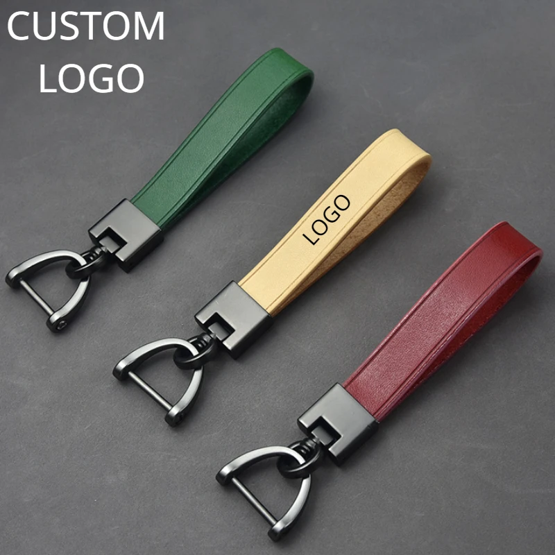 Customized Logo Vegetable-tanned Genuine Leather Keychain Layer Cowhide Car Key Chain Ring Laser Engrave Vintage Keyring Gift ta weo western cowboy cowhide belt tanned genuine leather belt hip hop personality men rivet belts