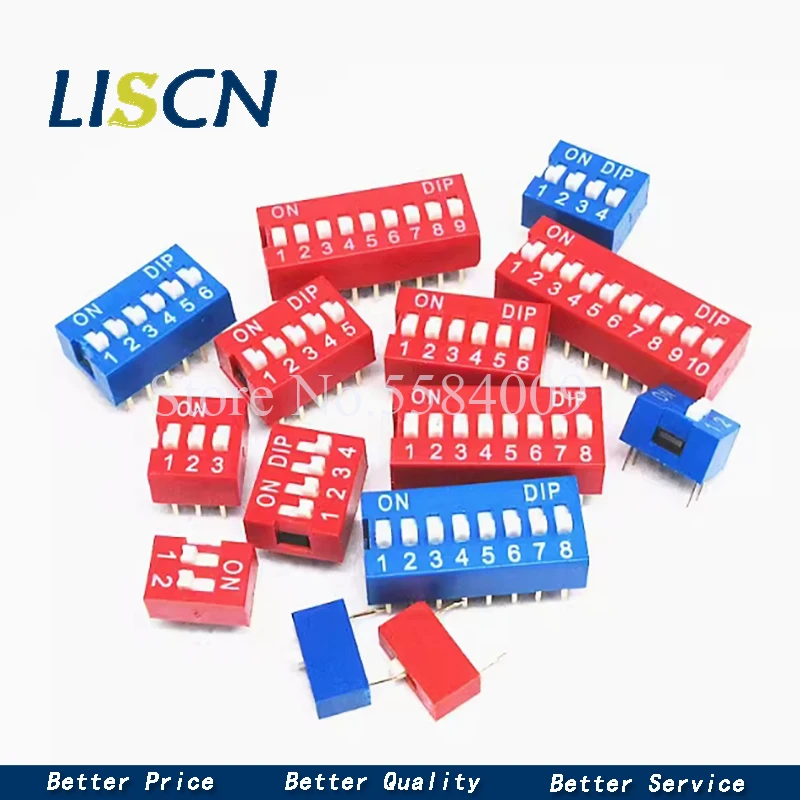 Slide Type Switch Module 1 ~ 12 Bit 2.54mm Position Way DIP Blue Pitch Toggle Switch Blue Snap For PCB 8PIN 6PIN 10PCS toggle switch