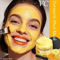 Turmeric Vitamin C Clay Mask Deep Cleansing Facial Improves Dark Spots Acne Hydrating Skin Care Tightens Skin Evens Skin Tone