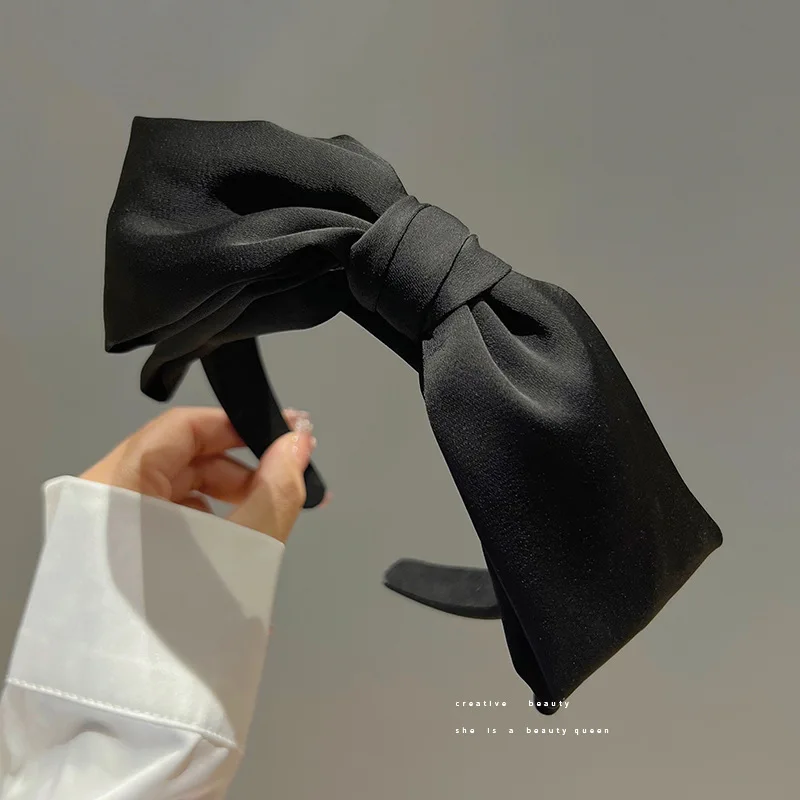 Großes Schleifenstirnband - Schwarzes, rutschfestes Haarband für Hautpflege & Make-up, elegantes Geschenk – Detail 8