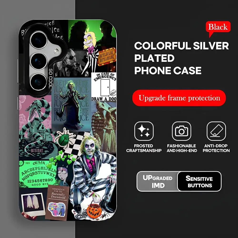thumbnail image 1 of Funda para teléfono B-Beetlejuice 2, funda para S25, funda para teléfono IMD colorida, funda plateada adecuada para Amsung Galaxy S24 S23 S22 S21 S20 Plus U, 1 of 5