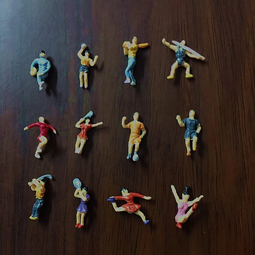 12pcs Miniature Figures Model Sport Scene Painting Figurine Static Landscape Model Layout Scenery Diy Miniature Dioramas Display