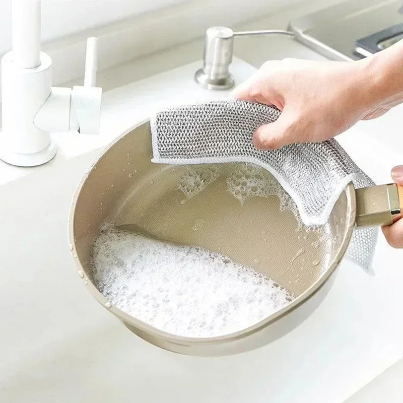Multifunctional non-scratch wire dishcloth multipurpose dishwashing rags cleaning cloth magic dish towel, microfiber towel, kitchen towel, cleaning cloth, microfiber wash towel, microfiber dish cloths, dish cleaning cloth, dish cloth