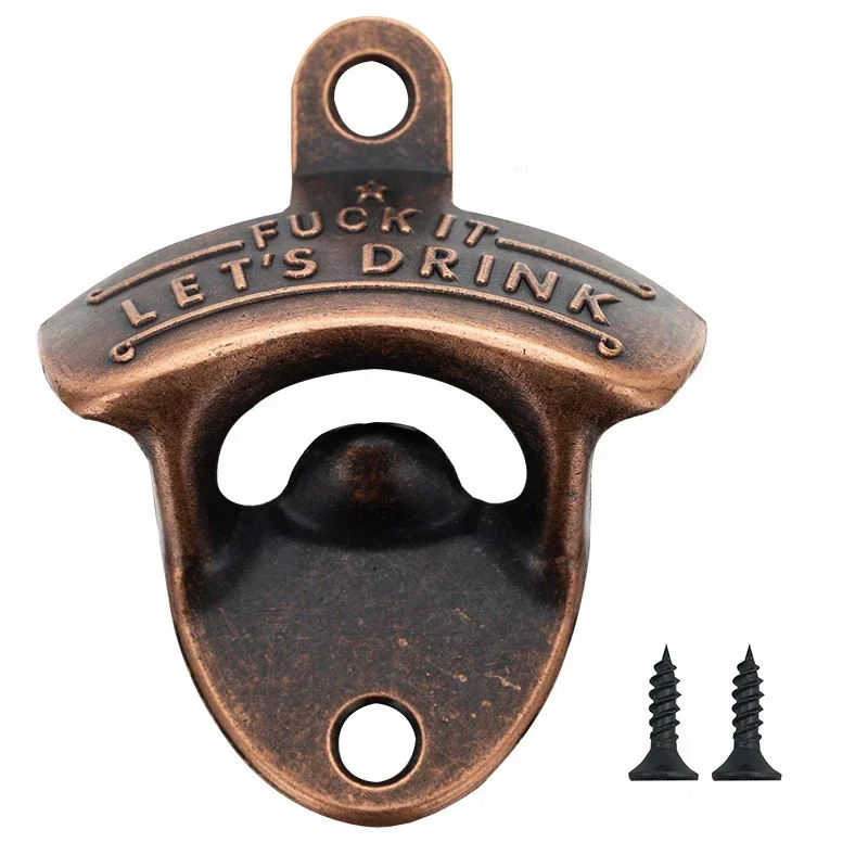 

Vintage Retro Zinc Alloy Beer Opener Wall Mounted Bottle Opener with Corkscrew Bar Decoration Gadgets Kitchen Tools