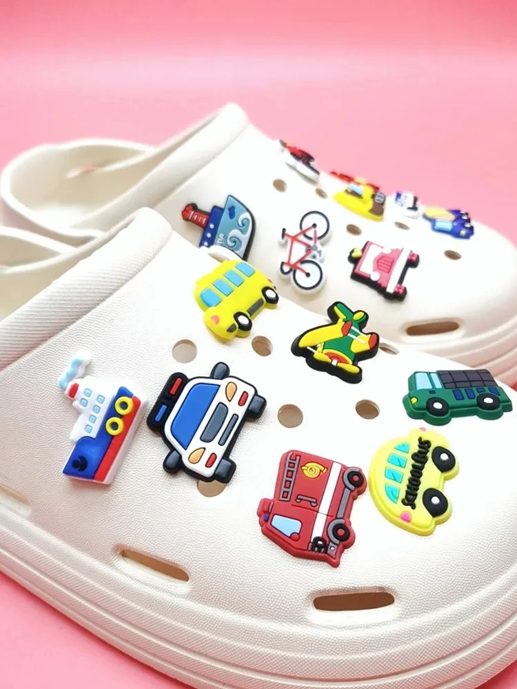 Cute Airplane Car Train BoatShoe Charms Decorations Cartoon PVC Buckle Accessories Clog Ornaments Adult Kids Birthday Party Gift
