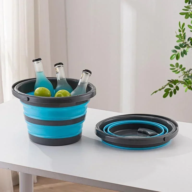 4L Multifunctional Folding Bucket folding bucket car wash bucket Portable Folding Bucket Camping Silicone Outdoor Travel Car Washing Fishing