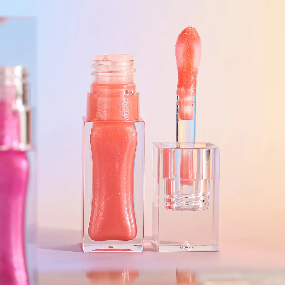 Private Label Lip Gloss Pigment Long-lasting Waterproof Matte Glossy Custom Logo Makeup Wholesale P238 Transparent Square Tube 3