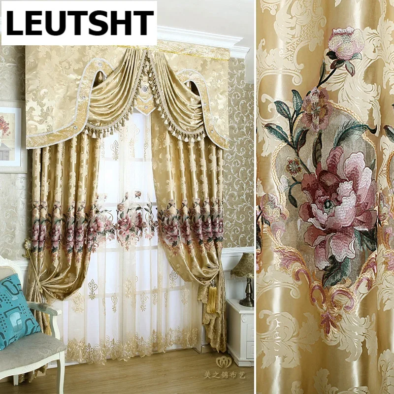 

Chinese Water-soluble Embroidered Curtains for High-end Bedroom Living Room Study Blackout Curtain Customization Free Shipping