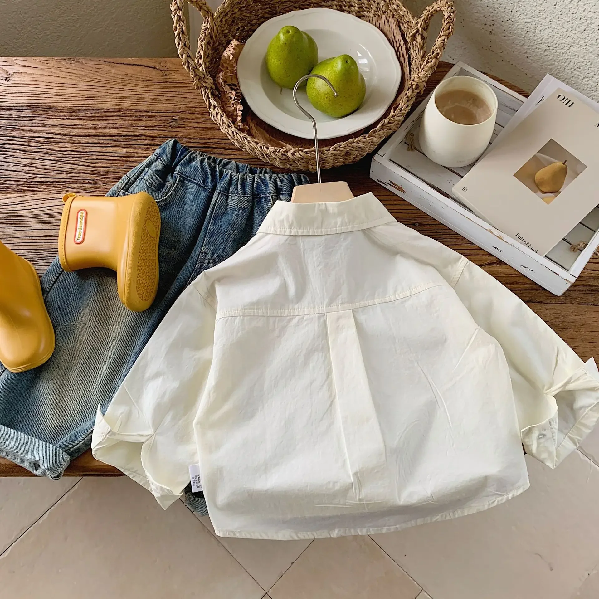 Spring Children's Shirt Autumn Edition Boys' Color Button Long Sleeve Shirt Children's Fashion Painting Hoodie for Girls