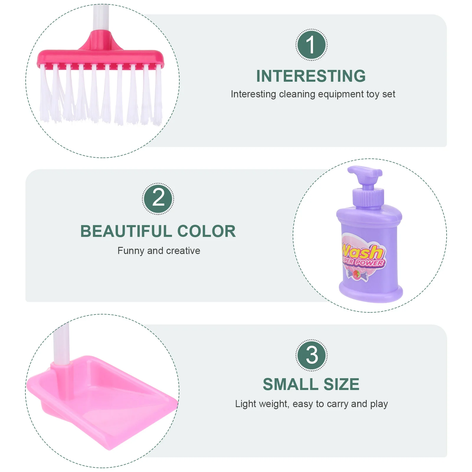 7 Pcs Cleaning Mopping Set Children’s Toys Tool Small Playthings Role Tools Plastic Dustpan and Broom Sweeping Kit 2