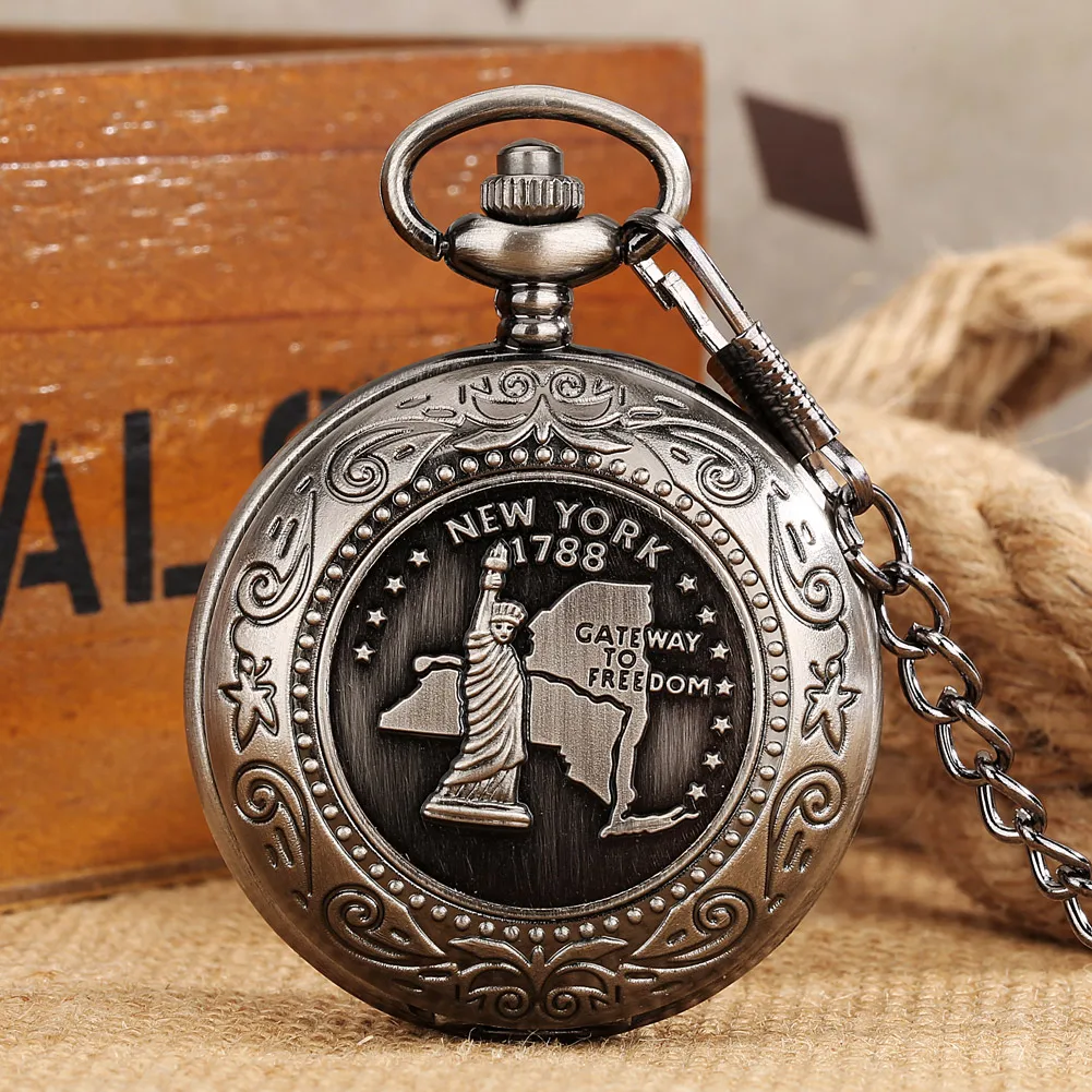 Vintage Unisex Quartz Pocket Watch American Statue of