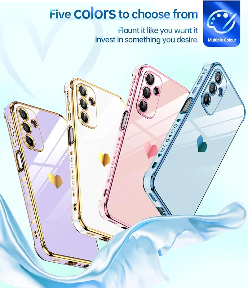 Love Heart Side Pattern Plating Phone Case