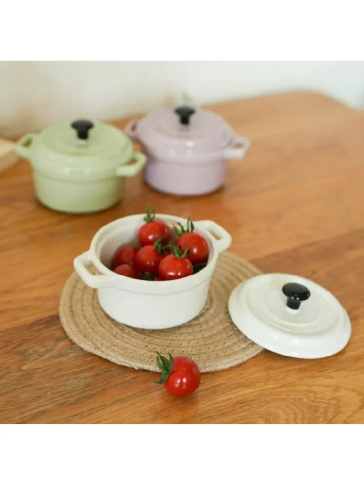 Description Picture 4 of item200ML Ceramic Breakfast Bowl Ramekins with Lids Oven Safe Creme Brulee,Mini Casserole Souffle Cover&Handle for French Onion Soup