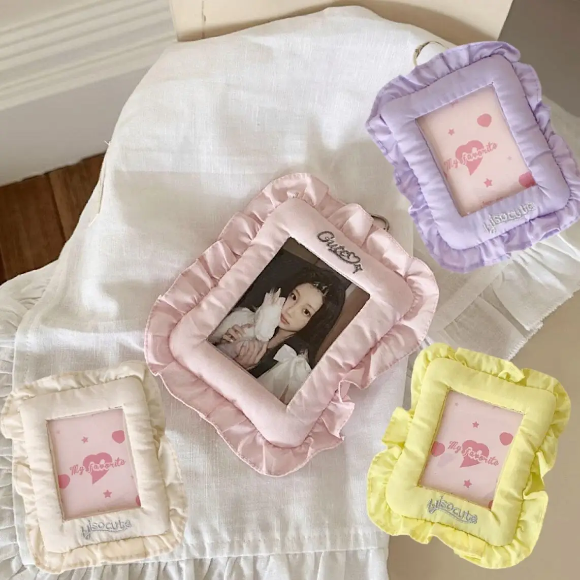 달콤한 소녀 사진 카드 케이스 열쇠 고리와 사진 카드 홀더 한국어 스타일 사진 카드 프레임 사진 카드 보호 케이스