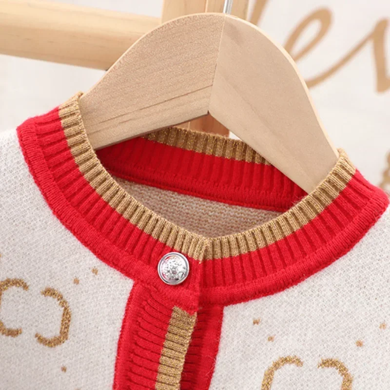 여아용 긴팔 니트 가디건 및 플리츠 스커트 세트, 면 스웨터 상의, 원피스 세트 재킷, 코트 의류, 가을