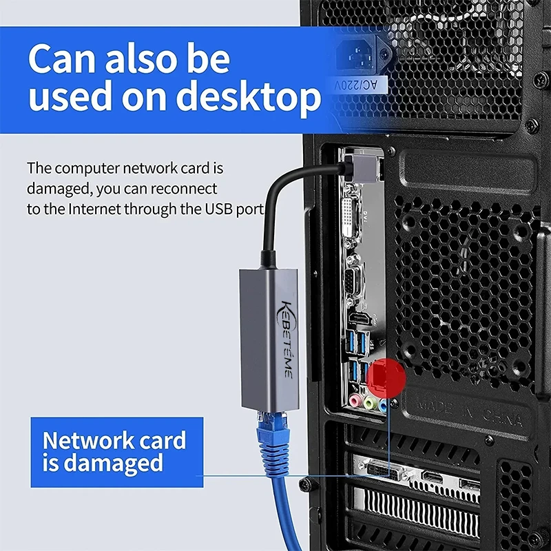 10/100/1000Mbps 유선 네트워크 카드 USB 3.0 to RJ45 랜 이더넷 어댑터 컨버터 PC 윈도우 노트북 기가비트 인터넷 케이블용