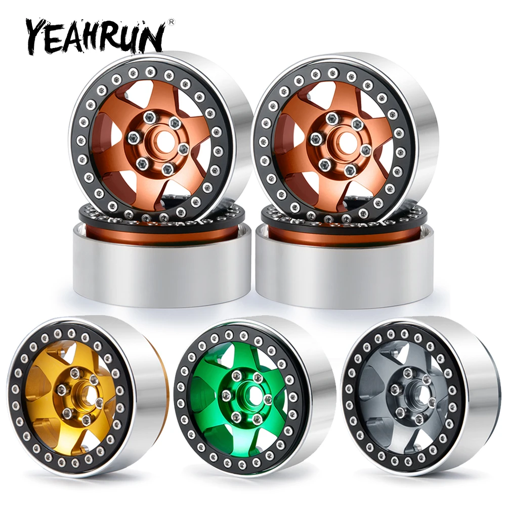 

YEAHRUN Metal Alloy 1.9 Inch Beadlock Wheel Rims Hubs for Axial SCX10 TRX-4 D90 1/10 RC Crawler Car Truck Model Upgrade Parts