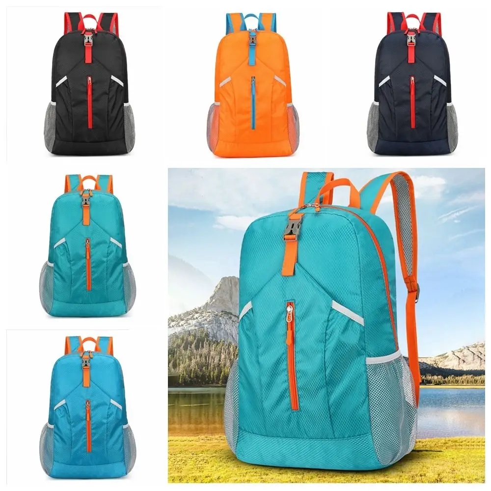 

Zipper Foldable Backpack with Drawstring Storage Bags Sports Knapsack Lightweight Nylon Bag Shoulders Bag Large Capacity