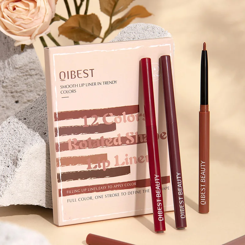 QIBEST Cross-Border Matte Lip Liner Set — 12-Color Assortment, Nude Shades, Waterproof, Lip Contouring Pencils 3