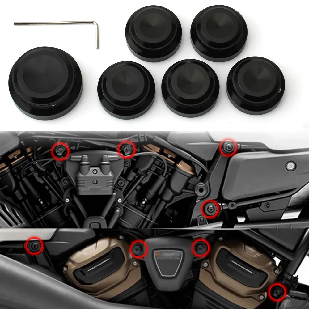 

For Harley Sportster S 1250 RH1250S Nightster 975 RH975 2022-23 1Set/6Pcs Motorcycle Nut Bolt Caps Decoration Body Screw Covers