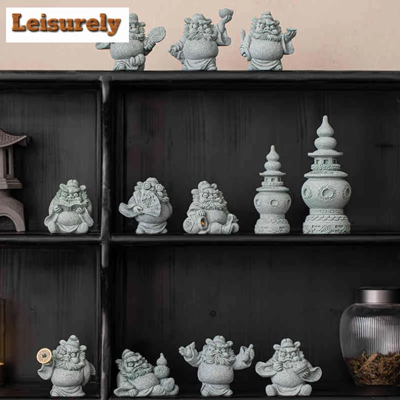 Tianshi Zhongkui Green Sand Stone Incense Holder Tea Pet Flowerpot Landscaping Tea Figurine Play Toys Statue Tea Statue Ornament