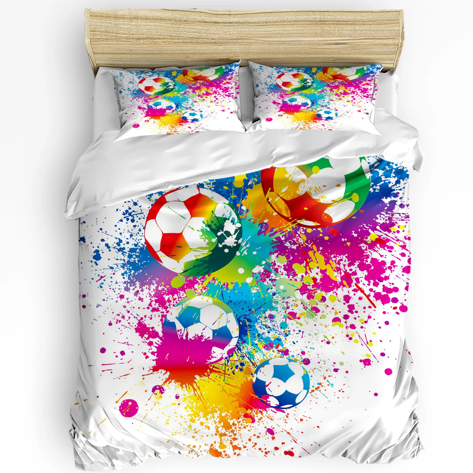 

Colorful Football Paint Art Soccer Bedding Set 3pcs Duvet Cover Pillowcase Kids Adult Quilt Cover Double Bed Set Home Textile