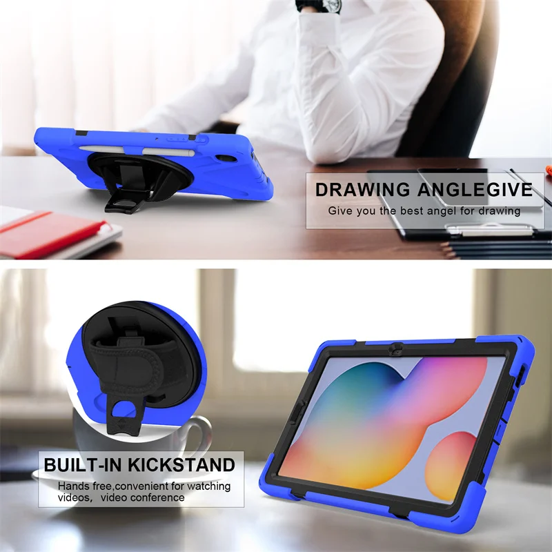 Resistente à Prova de Choque Case para Samsung Galaxy Tab s6 Lite P610 P615 P619 P613 T867 T860 T865 Crianças Capa Suporte Alça de Ombro - Imagem 3