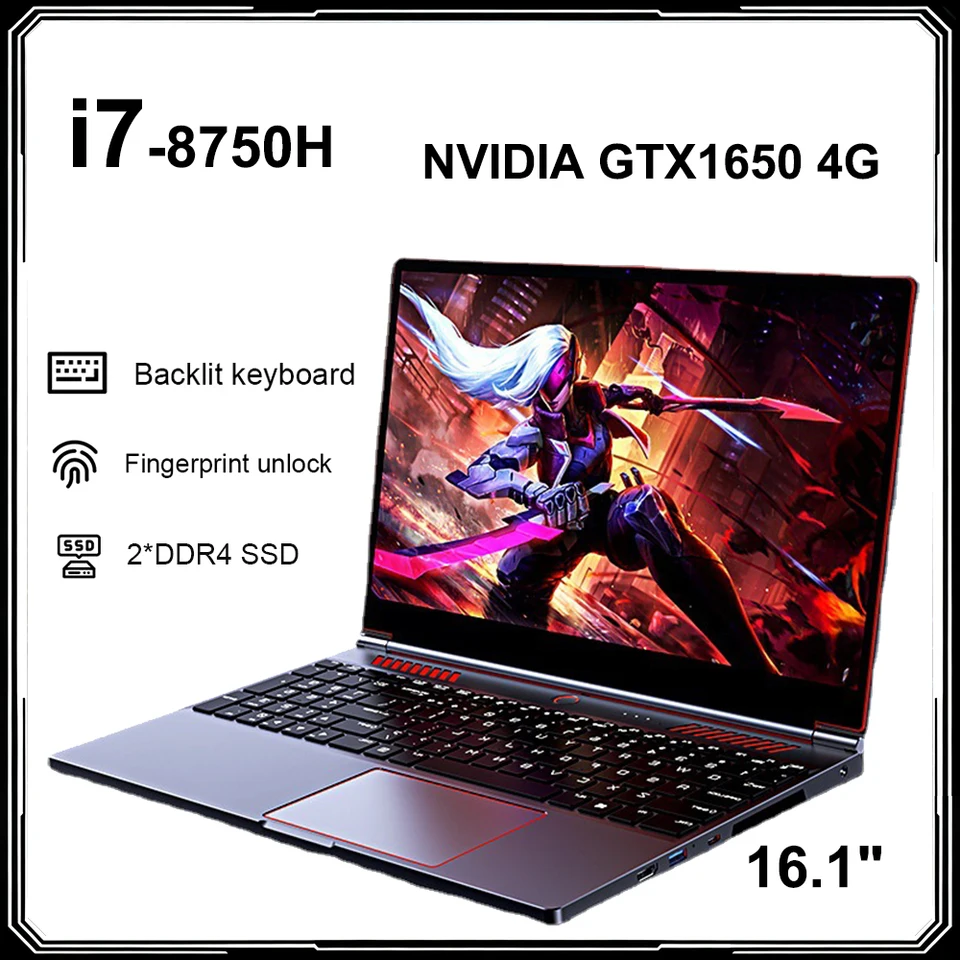 16.1Gaming Laptop Intel Core i7-8750H GTX1650 4G Windows11 64GB