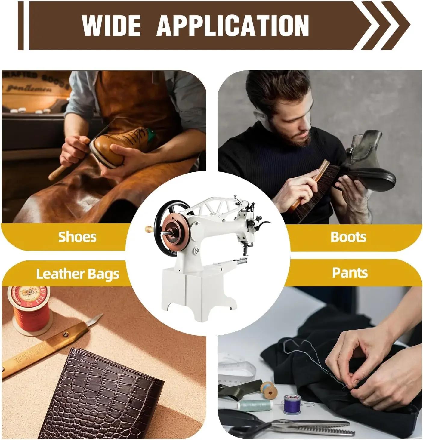 Leather Shoe Sewing Machine 500SPM Industrial Sewing Machine Nylon/Cotton Thread Shoe Repair Machine for Sewing 3