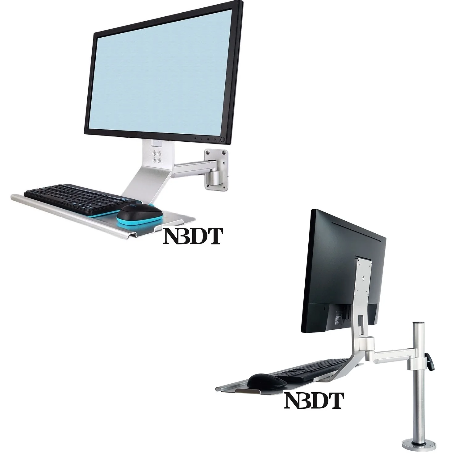 

Aluminum Top Wall Mount Ergonomic Bracket Stand For Industrial Monitor Keyboard Counterbalance Sit-Stand Transition Workstation