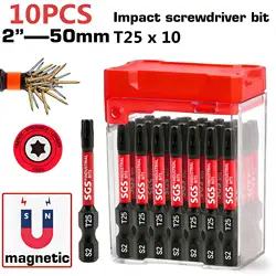 High - Quality S2 Steel Torx Screwdriver Bits - Set of 10/20, Rust - Resistant & Durable, with Portable Storage (10Pcs T25)