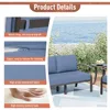 Aluminum Patio Furniture Set 10-Seat Modern Metal Outdoor Conversation Sets W/45in Propane Fire Pit Table 4