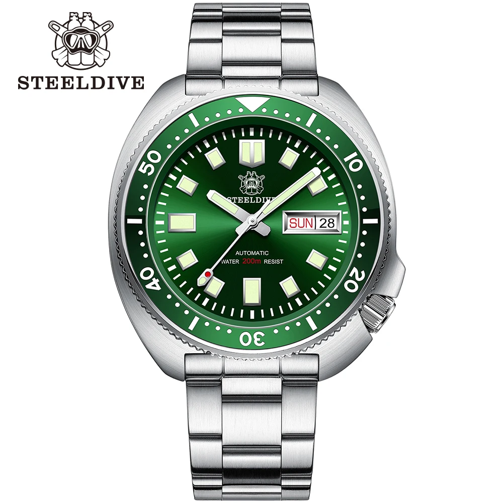 

Новинка 2021, мужские механические часы Steeldive SD1970W, Роскошные автоматические часы NH36 для мужчин, светящиеся часы с отображением недели 20 атм для дайвинга